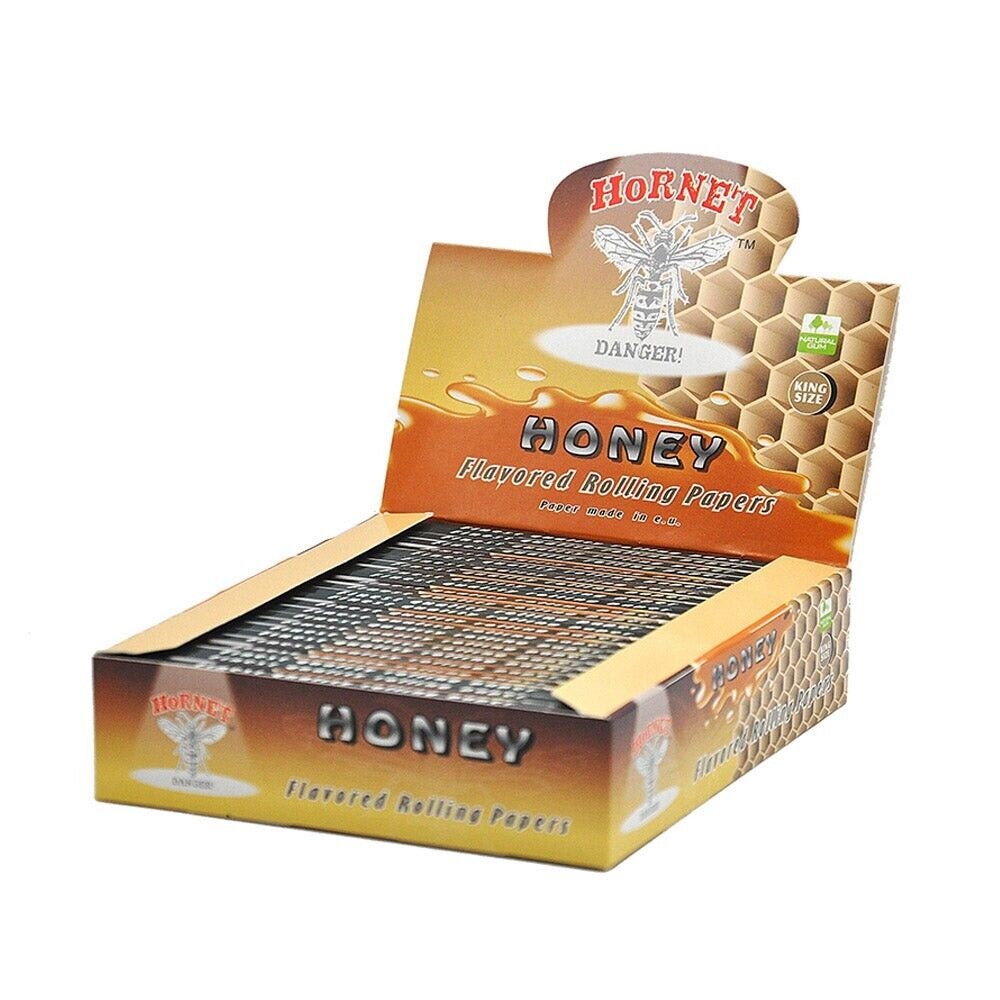 Hornet Honey flavored rolling papers Natural Gum King Slim size 25 booklets 32 rolling paper per booklet