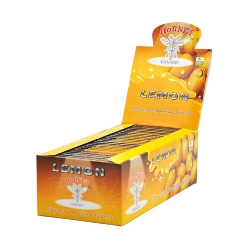 Hornet Lemon flavored rolling papers Natural Gum 1 14 size 50 booklets 50 leaves per booklet (2)