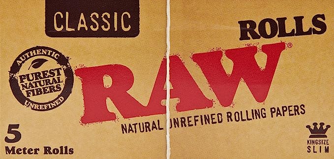 RAW Classic Slim-Box of 24 Rolls 5 m, Paper, Yellow, Medium