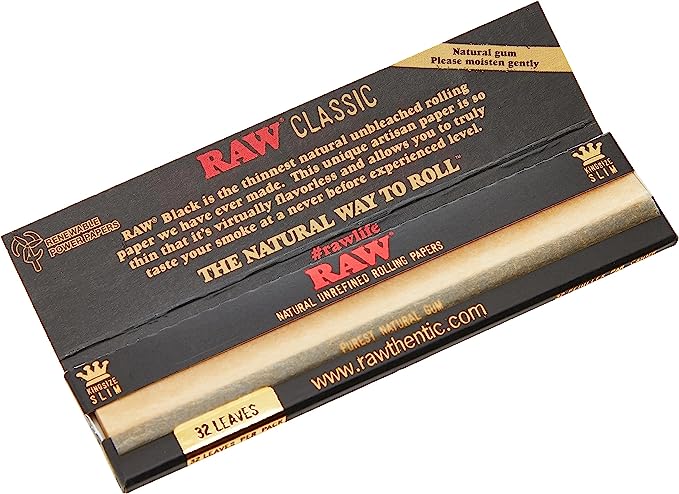 = Raw natural Classic Black rolling paper king size size 50 booklets per box